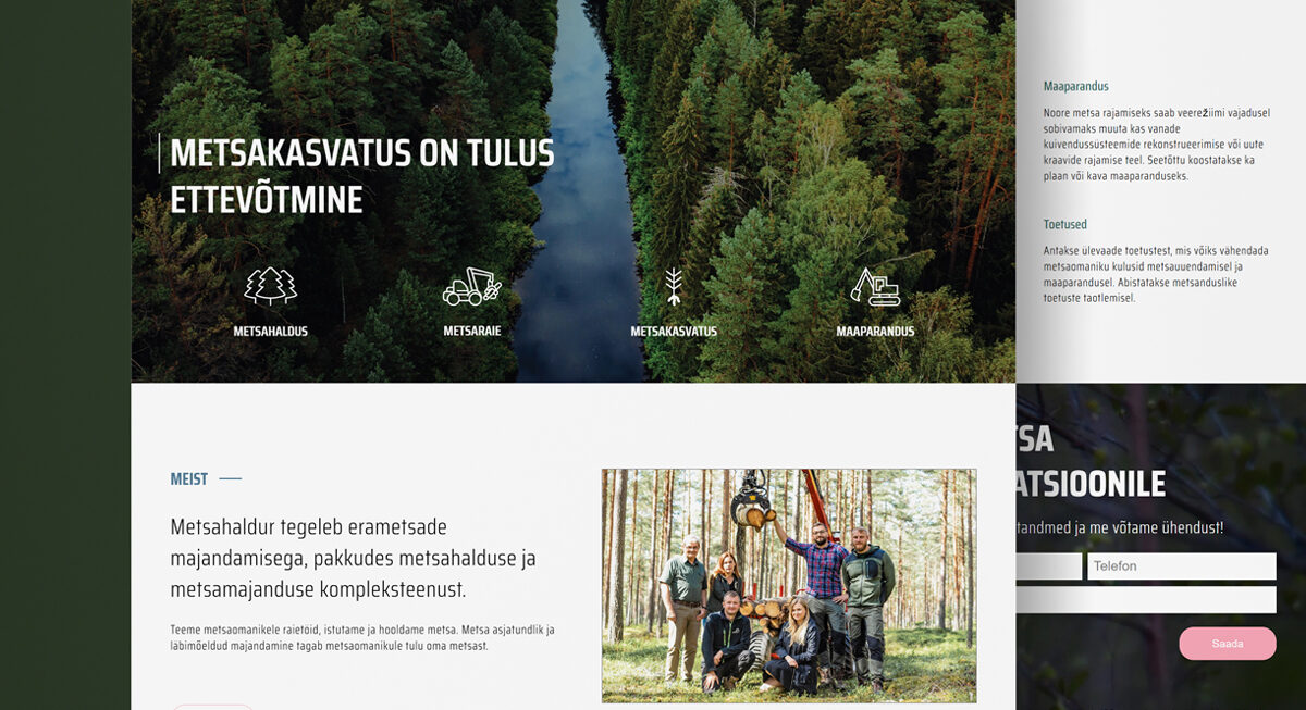 Metsandusettevõttele Ventara meetodi loojate poolt tehtud koduleht